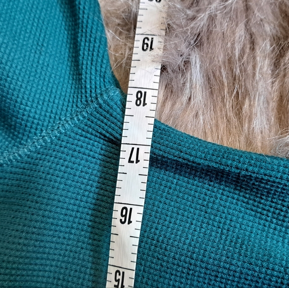 Sundance • Thermal Boho Teal Long Sleeve Crewneck Trendy Chic Layering Medium - Picture 9 of 15